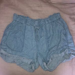 aerie tie front flowy jean shorts